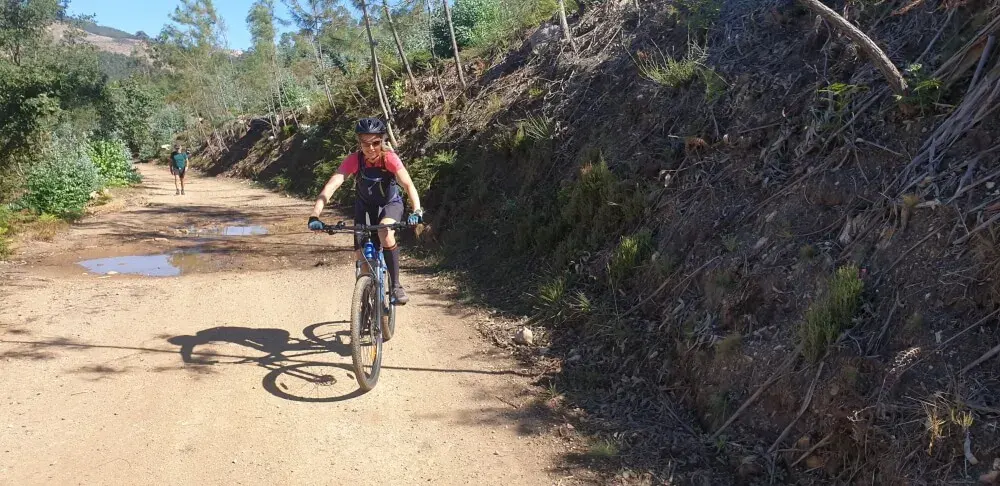 climbing the mountain in a bicycle