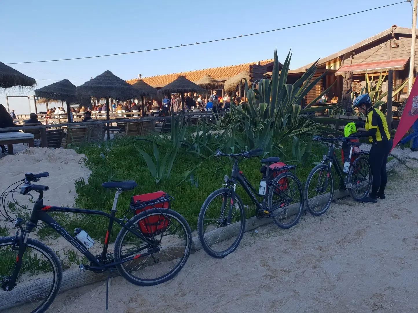 cofee stop to rest from the cycling